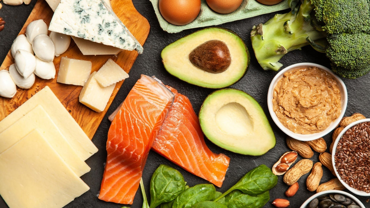 Keto diet foods salmon cheese avocado spinach nuts broccoli eggs