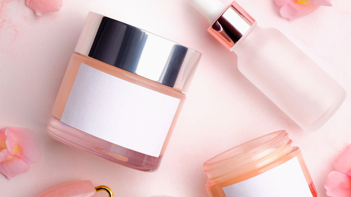 Set of cosmetic bottles packaging mockup. Face treatment, skin care beauty products containers design.