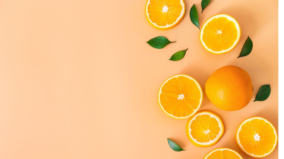 Sweet Oranges on Color Background Vitamin C