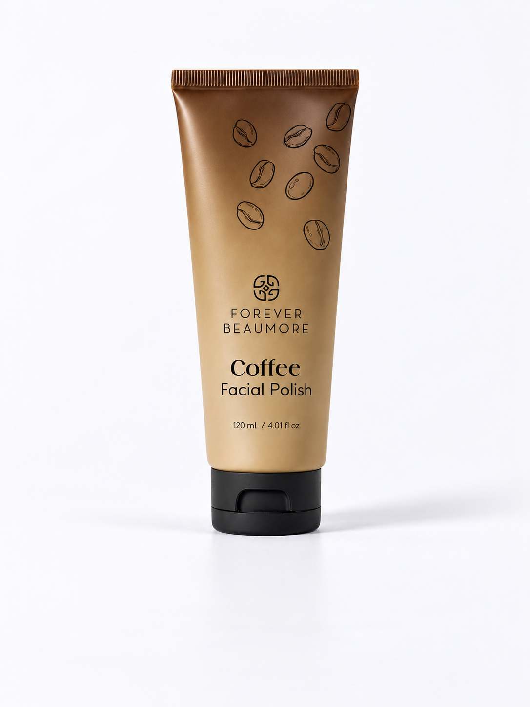 Coffee Facial Polish 120 mL tube on a soft white studio background